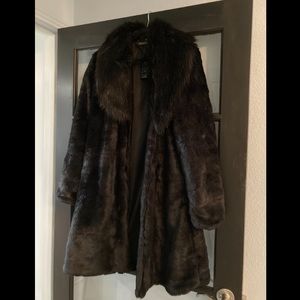 Long faux black fur coat XXL NWT